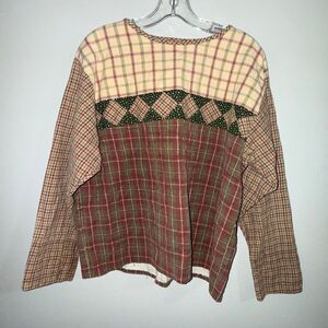 Vintage Handmade Quilted Patchwork Pullover Top Cottagecore Folk Art L